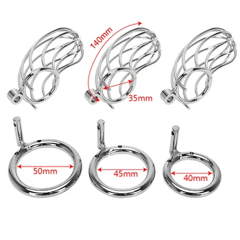 OLO Adult Games Stainless Steel Cock Cage Lockable Sex Toys for Men Penis Cock Ring Sleeve Lock Male Chastity Device 6