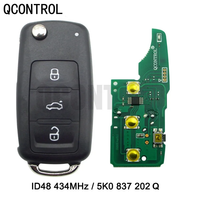 QCONTROL Car Remote Key for 5K0837202Q for VW/VolksWagen Beetle/Caddy/Eos/Golf/Jetta/Polo/Scirocco/Tiguan/Touran/UP 433MHz