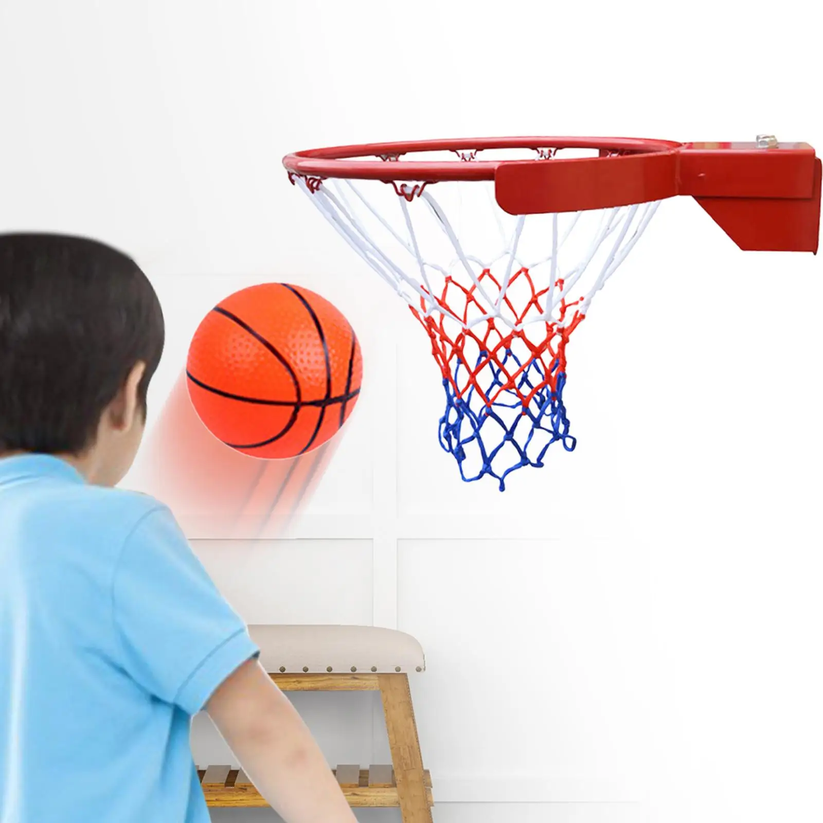 Basketball Hoop and Net Set Wall Mounted Lightweight Sports Equipment Toys Durable Indoor Outdoor Sport Games for Park Home Yard