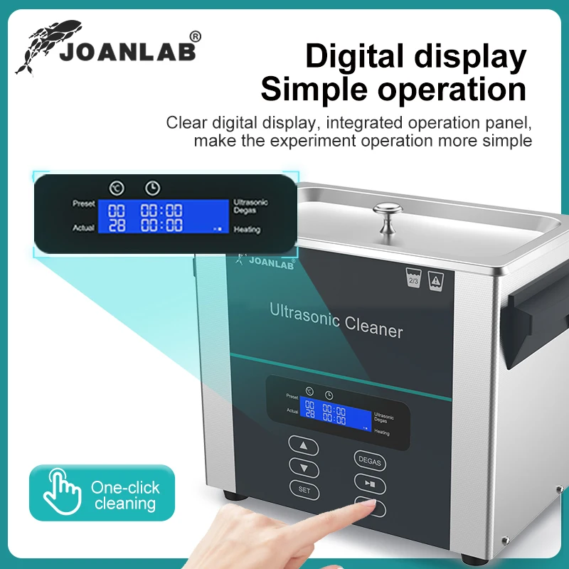 JOANLAB 220V Digital Heating Ultrasonic Cleaner Industrial Glasses Jewelry Dental Lab Cleaning Machine 2/3/6/10L