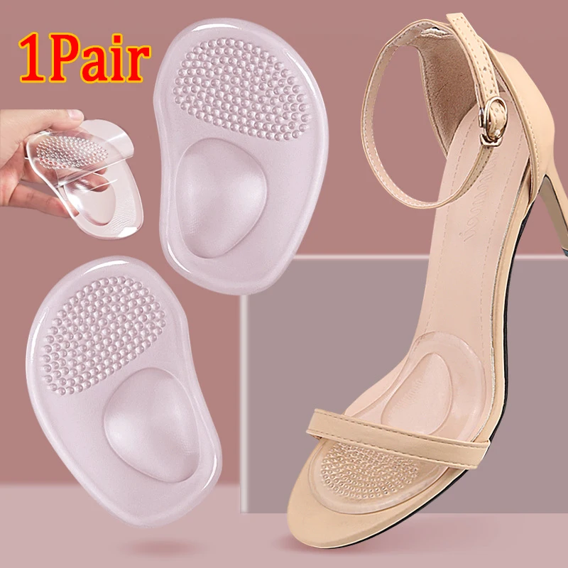 1Pair Shoe Pads Forefoot Cushion Silicone Massage Non Slip High Heels Insole Cushions Foot Cushions Pads for Feet Pain Relief