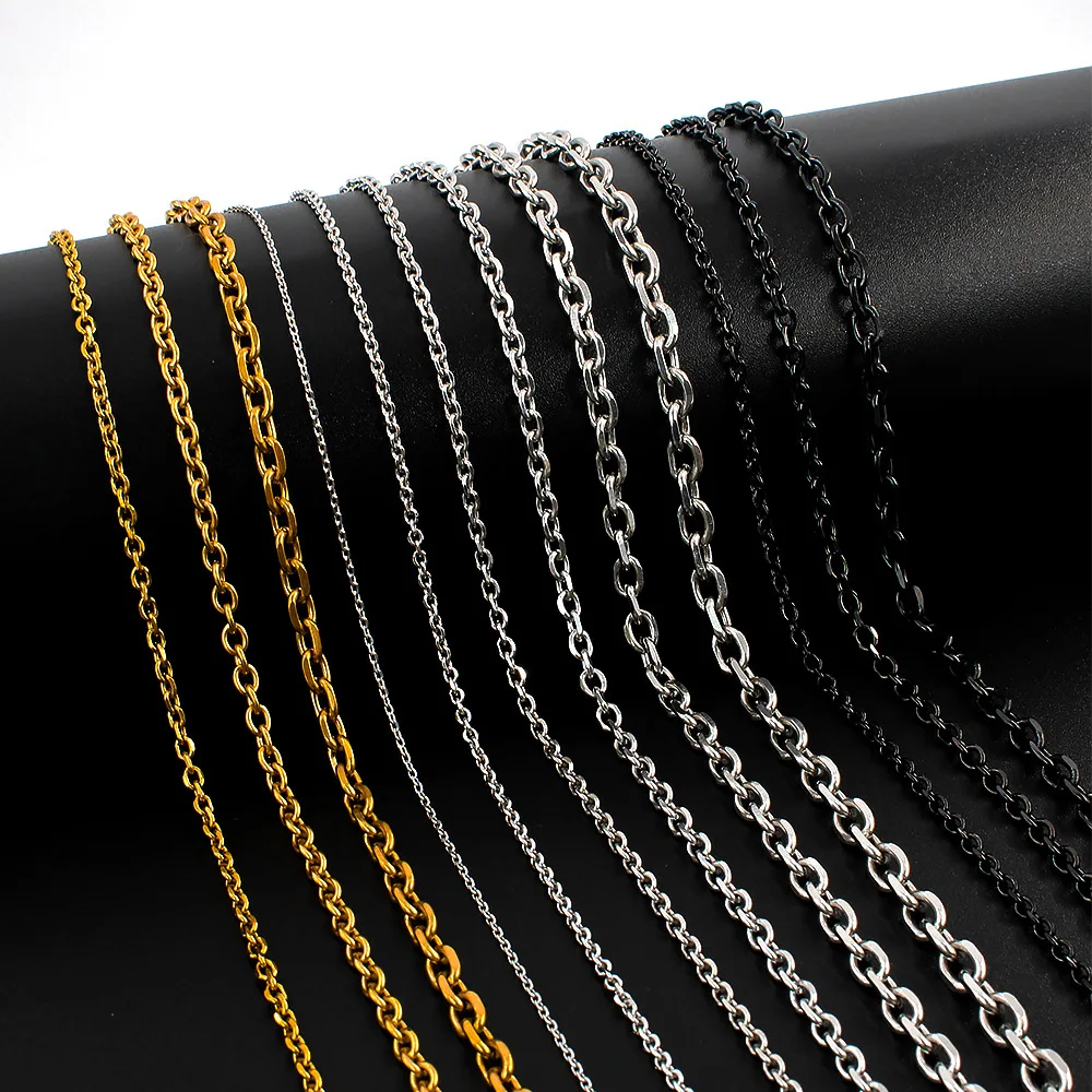 1.5mm 2mm 3mm 4mm 5mm 6mm Wide Stainless Steel O Chain For Men Women Rolo Necklace for Pendant Gold/Silver/Black Color