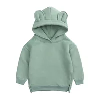 2024 Autumn Winter Warm Fleece Kids Baby Boys Girls Sweatshirts Cotton Bear Ears Hoodies Children's Sport Shirt 1-4Year Kid Tops 3