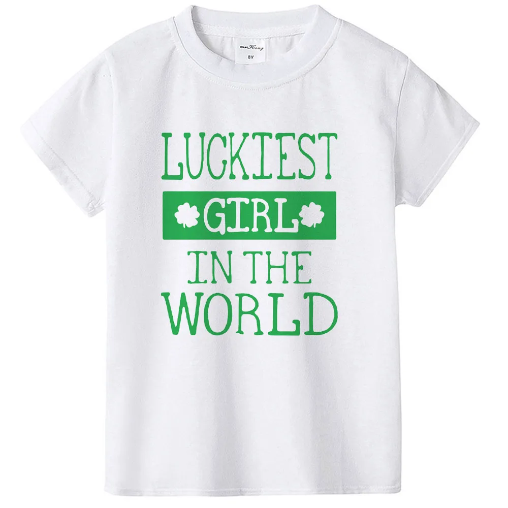 Happy St Patricks Day Kids Party Tshirt Luckiest Boys Girls Kids White T-shirt First St Patricks Outfit Clothes Fashion Tops Tee 4