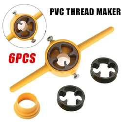 Machine à filetage PVC Durable 1/2 "3/4" 1 "pouce, facile à appliquer, filetage de tuyau en plastique, vis de tuyau de plomberie, outil de matrice, ensemble d'outils à main 6 pièces 
