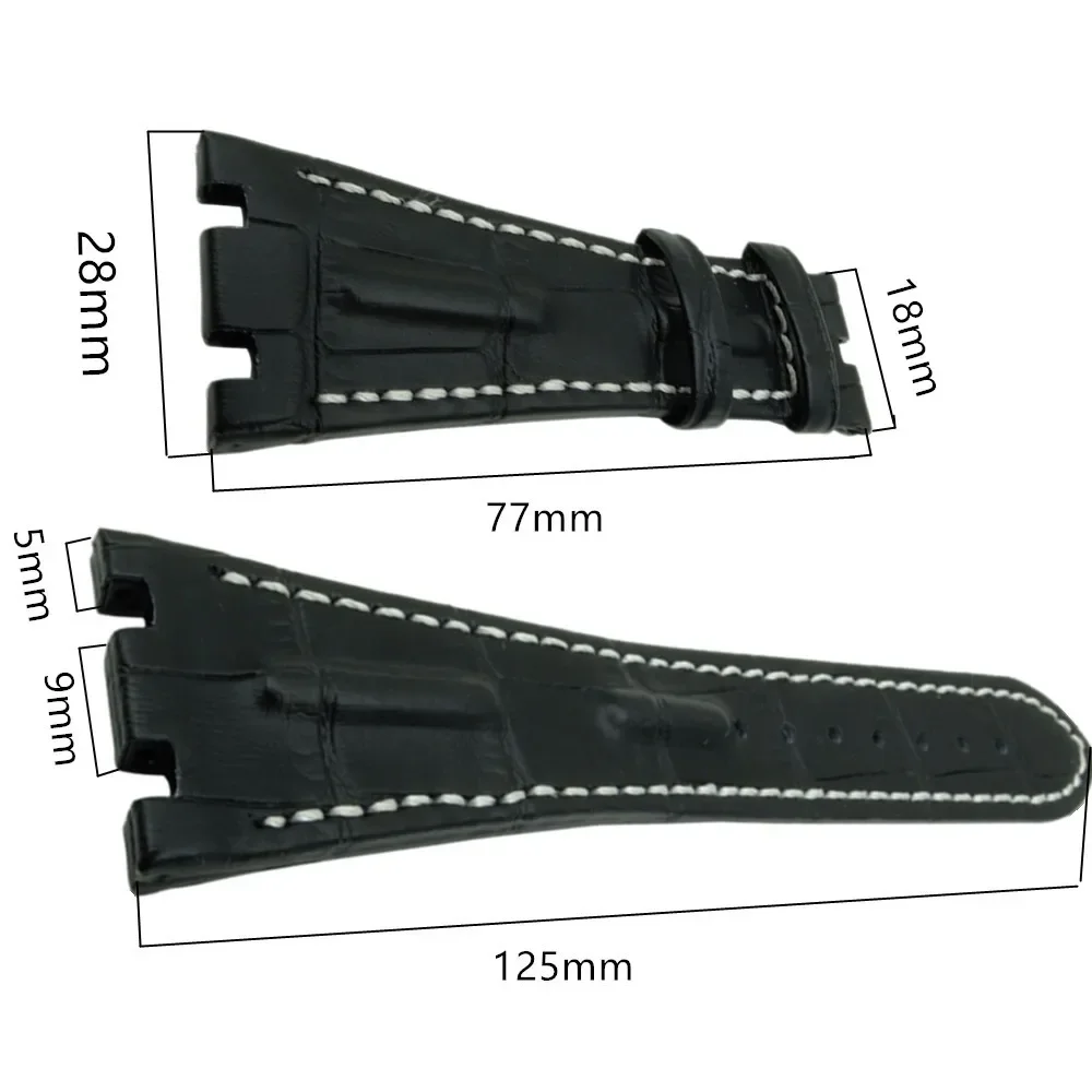28mm Handmade Genuine Leather Wacth Strap Band  for AP for Piguet  Replacement Watchband  And Tool