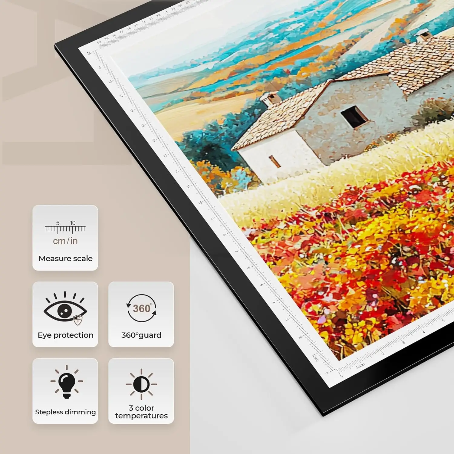 A1 Light Pad for Diamond Painting,10000+ LUX Super Bright,3 Colors &10 Level/Stepless Dimming Light Board Extra Large with UL