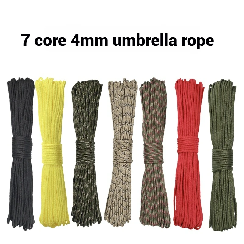 Paracord rope mountaineering rope outdoor knife lanyard outdoor accessories 7-Core paracord rope 5/15/31m M Dia.4mm survival lanyard parachute rope climbing camping hiking clothesline