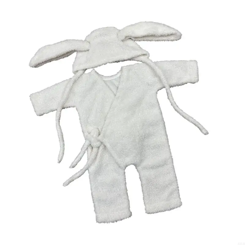 Baby Fotografie Requisiten Neugeborene Fotoshooting Kleidung Fotografie Kostüm Kaninchen Thema und Strampler Outfit für A2UB – Detail 7