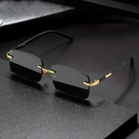 Lunettes de soleil rectangulaires sans bords, mode populaire pour femmes et hommes, petites lunettes de soleil carrées pour femmes et hommes, Oculos de voyage d'été 1