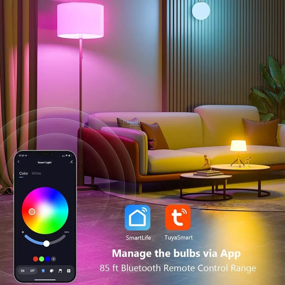 E27 Smart LED Light Bulb RGB Tuya Bluetooth APP Control Dimmable 9W 220V Home Christmas Party Decor smart led light bulbs