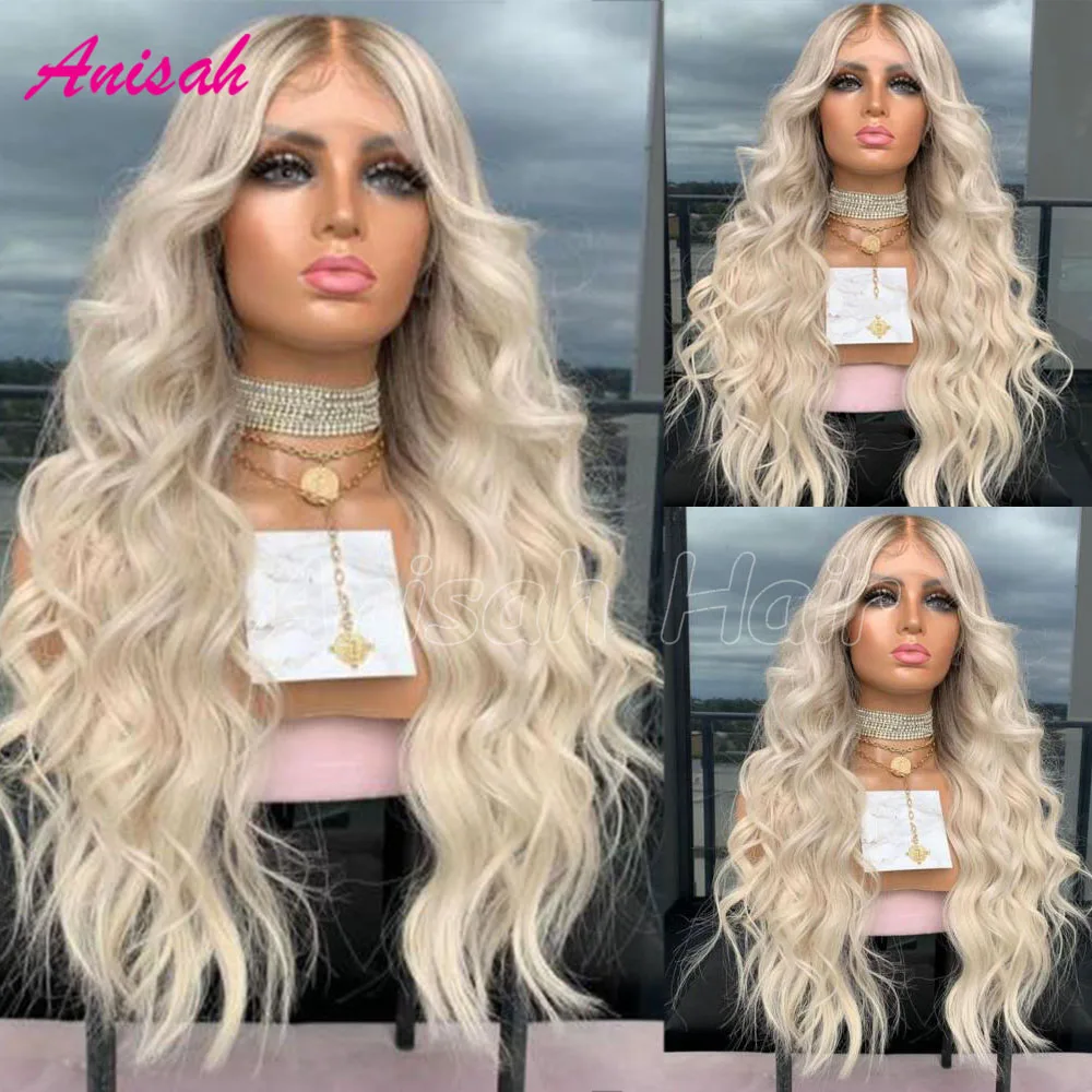 

Raw Remy Hair Ash Blonde Colored Lace Front Wig Pre Plucked 13X4 HD Transparent Ombre Human Hair Lace Frontal Wigs For Women