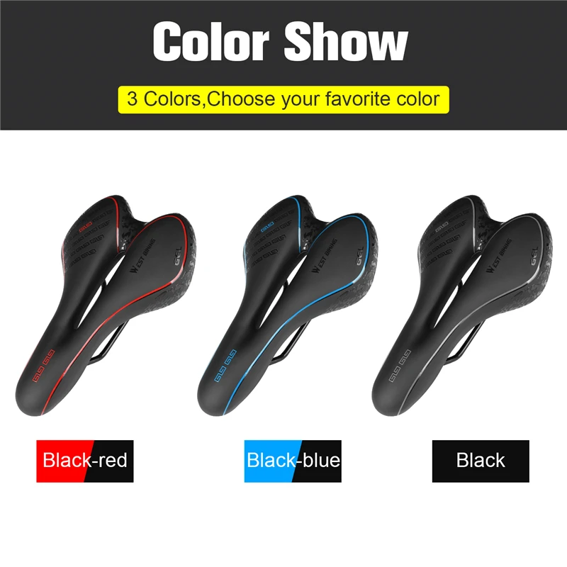 WEST BIKING Bike Saddle MTB Mountain Road Bike Seat PU Leather Gel Filled Cycling Cushion Comfortable Shockproof Bicycle Saddle