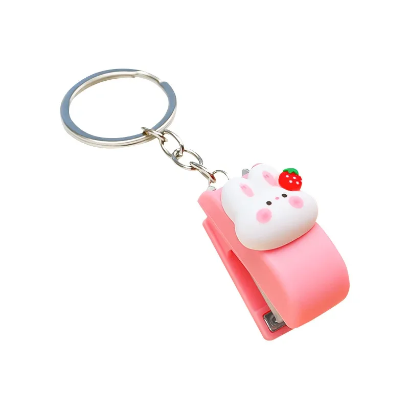 Push Stapler Mini Stapler Set Hand Stapler Rotatable Stapler Metal Stapler Cartoon Mini Stapler 10# Keychain Portable Stapler for Students Office School Binding Supplies