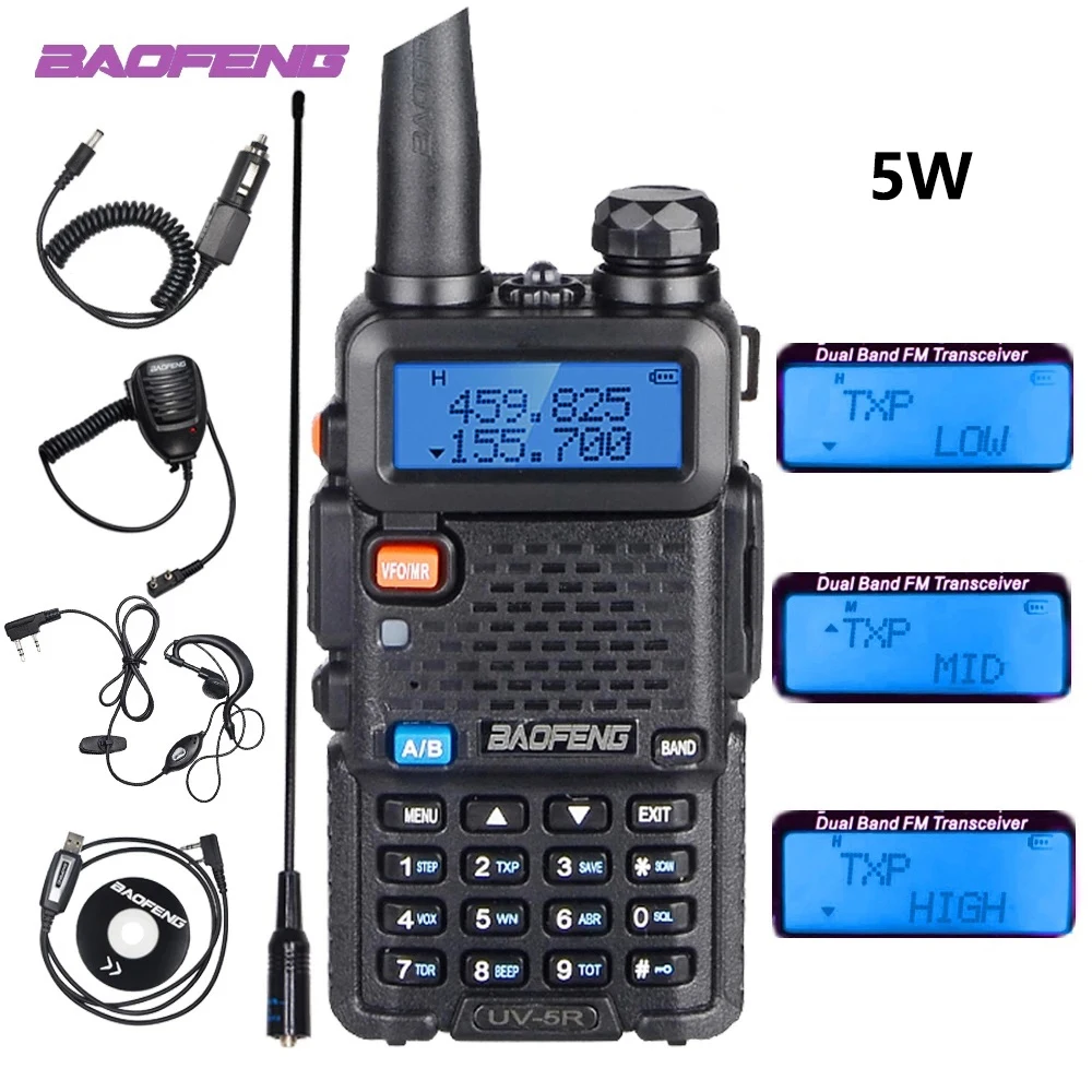 Baofeng UV 5R Profession Wireless Two Way Radio VHF/UHF Dual Band Amateur  Portable Outdoor Handheld Walkie Talkie CB Radios AliExpress