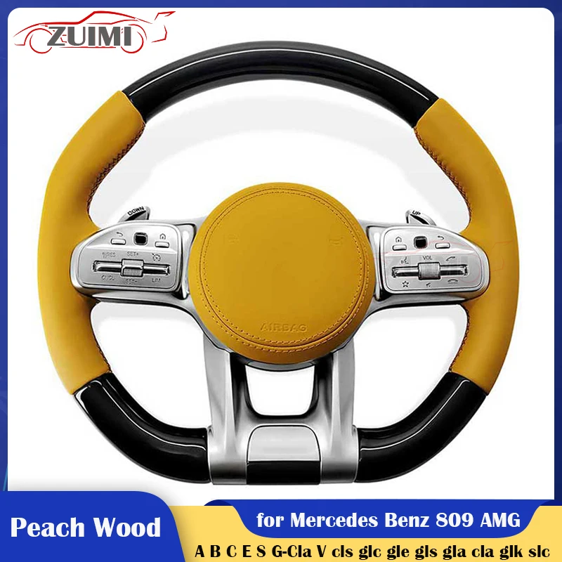 

Peach Wooden Car Steering Wheel for Mercedes-Benz 809 AMG A/B/C/E/S/G/V-class GT W204 W205 W213 W212 W220 W221 W222 Gle 63 C63