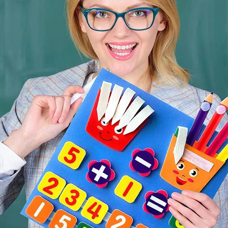 Felt Learning Board Children Educational DIY Toy Addition Subtraction Finger Arithmetic Teaching Enlightenment Board