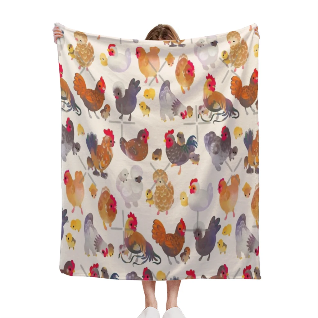 Chicken and Chick - pastel Thin Blanket Soft comforter sets throw for Couch Warm Flannel Blankets Bedroom Summer Blanket
