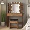 Vanity Desk with Lights,Makeup Vanity with Power Strip,Dressing Table Set with 2 Large Drawers,Vanity Mirror 3 Lighting Color Ad 1