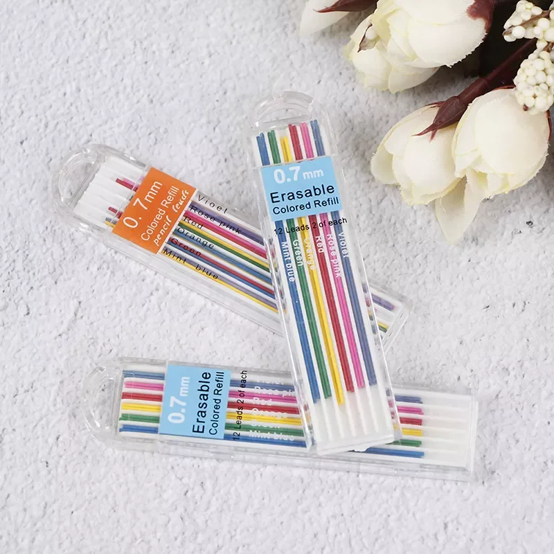 Boxes 6 Colors 0.7mm Colored Mechanical Pencil Refill Lead Erasable Student Stationary School Office Supplies