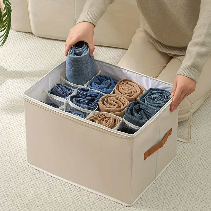 Enhanced Oxford Fabric Storage Box with Clear Lid, Foldable Stackable Organizer for Space-Saving Closet Solutions