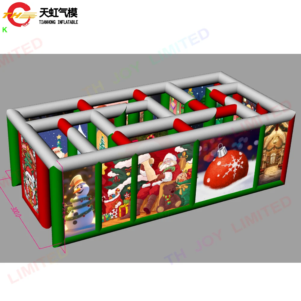 Fast Shipping 6x3m Digital Printing Inflatable Haunted Maze Christmas Inflatable Labyrinth Maze Arena for Sale 4