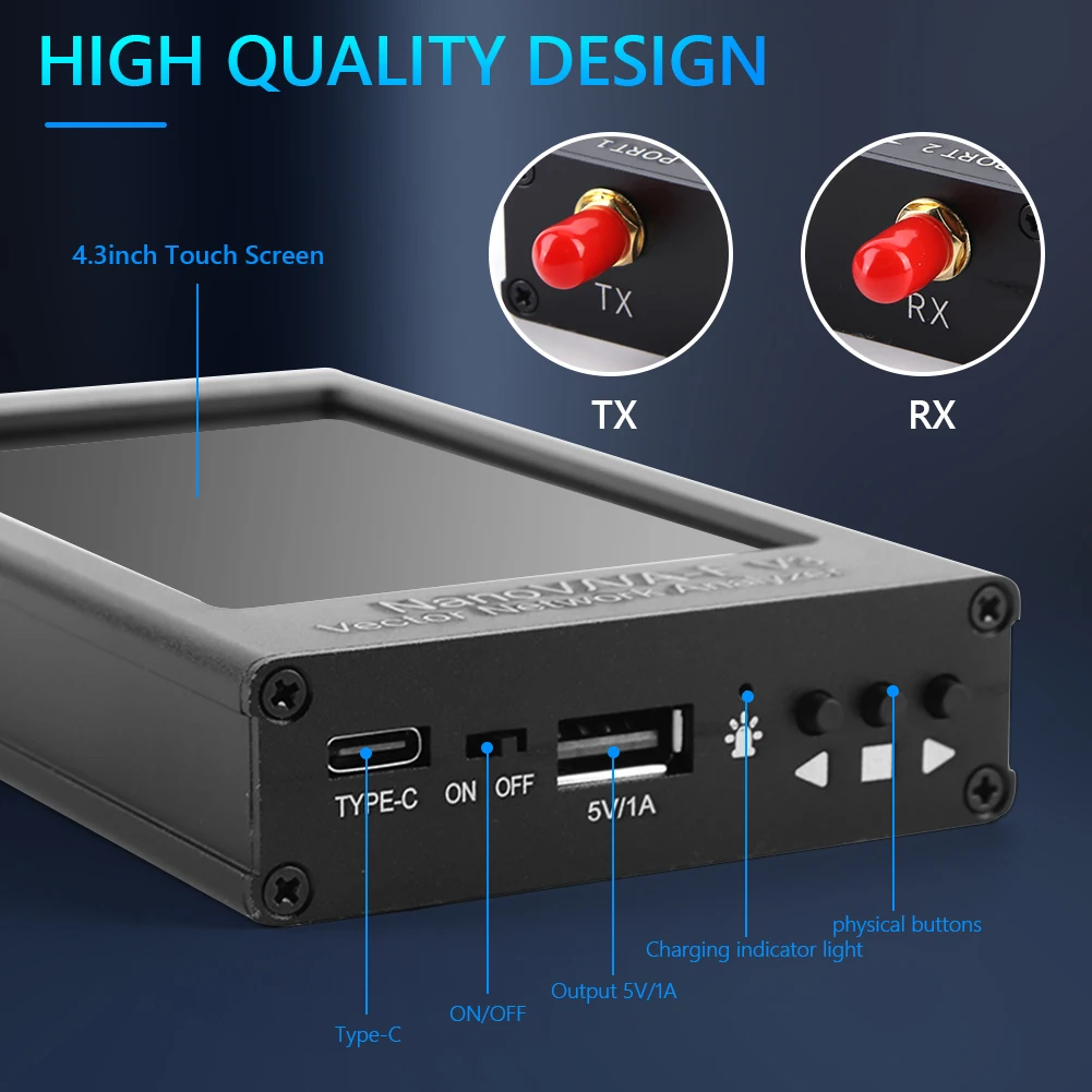 Portable Vector Network Analyzer 801 Scan Points HF VHF UHF SHF Antenna Analyzer with 4500mAh for NanoVNA-F V3 Applications