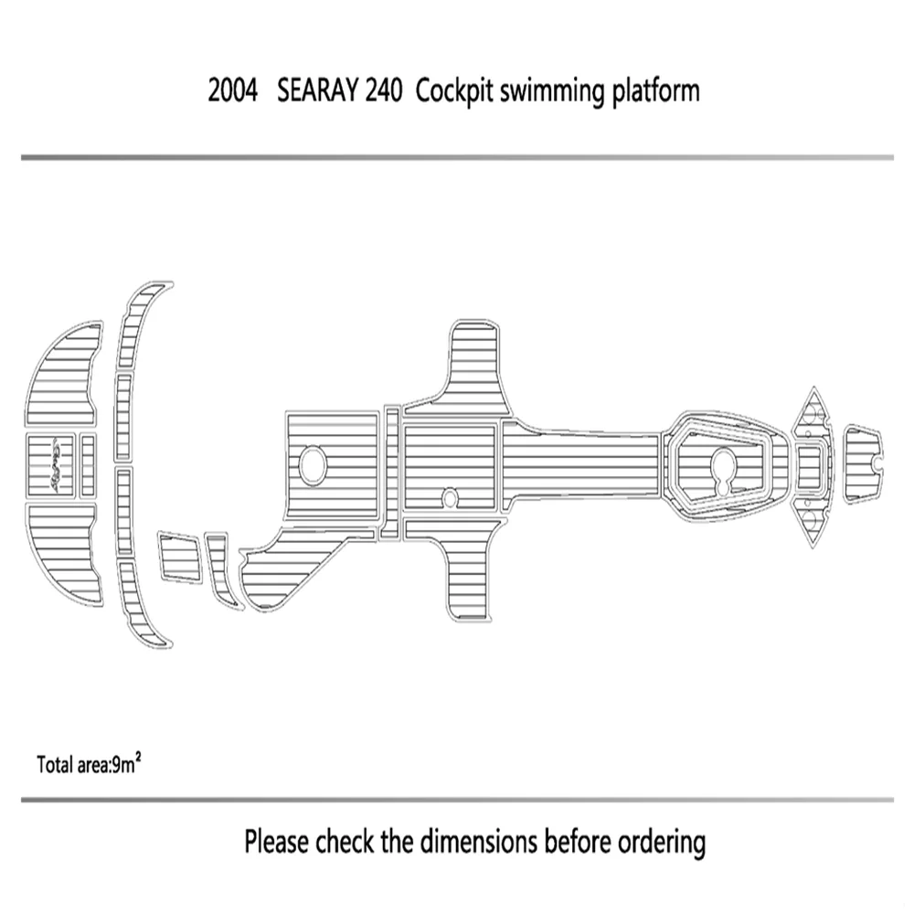 

2002-2008 Sea Ray 240 Cockpit swimming platform Pads 1/4" 6mm EVA Teak Deck SeaDek MarineMat Gatorstep Style Self Adhesive