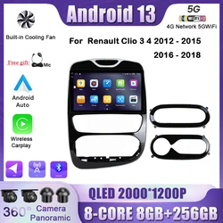 10inch For Renault Clio 3 4 2012 - 2015 2016 - 2018 Android 13 Auto Carplay Car Radio Video Multimedia Player Stereo Audio GPS