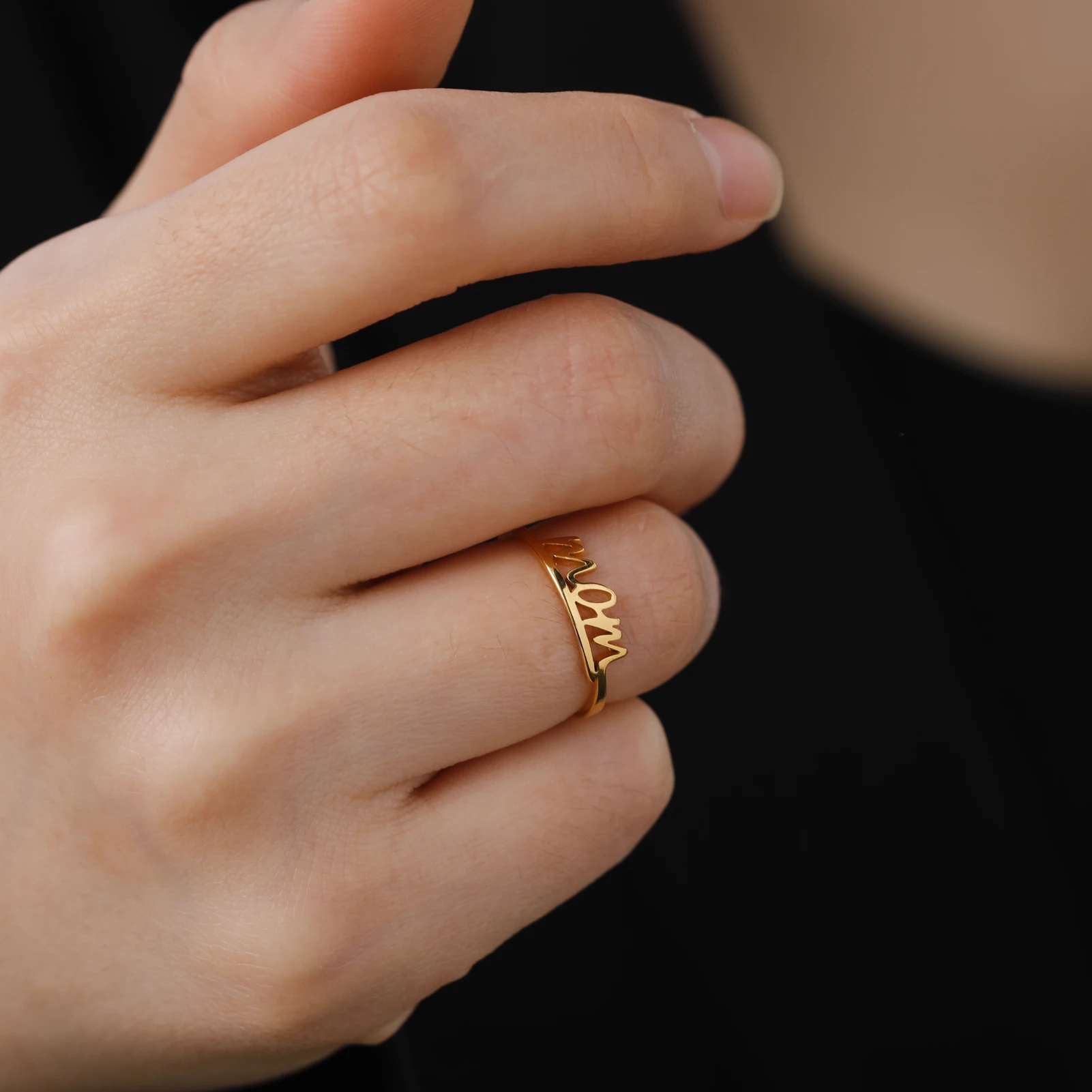 Amaxer Stainless Steel Letter Word Mom Rings for Women Girl Mother's Love Jewelry Birthday Gifts Wholesale 2