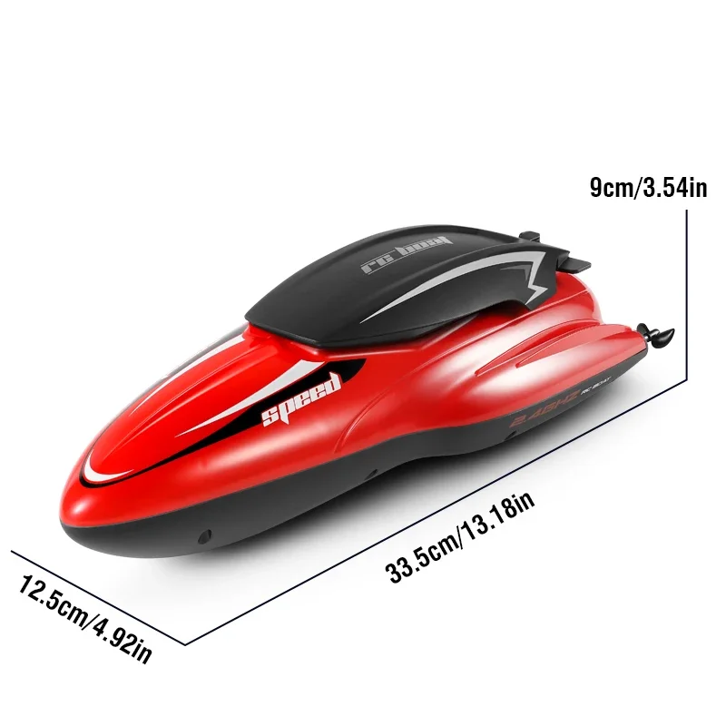 2.4G RC High Speed Boat With Storage Bag 4CH Remote Control Ship 33CM 10KM/H Dual Motor Outdoor Water Races Game Kids Toys Gift 5