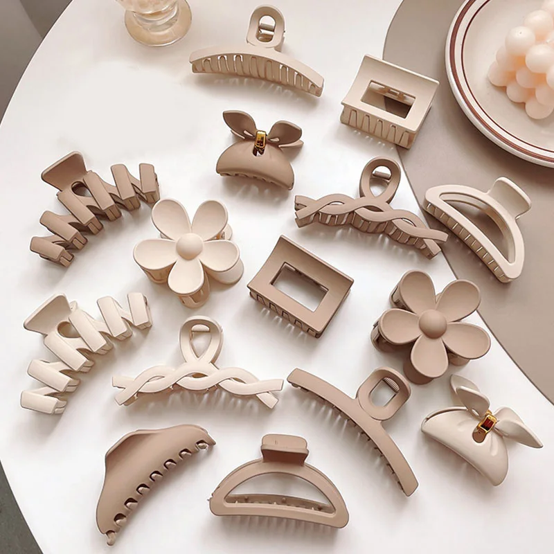 

Заколка-краб для волос молочного и чайного цвета, элегантная темпераментная Заколка-краб для волос, заколка для волос с задней головкой, простые аксессуары для волос