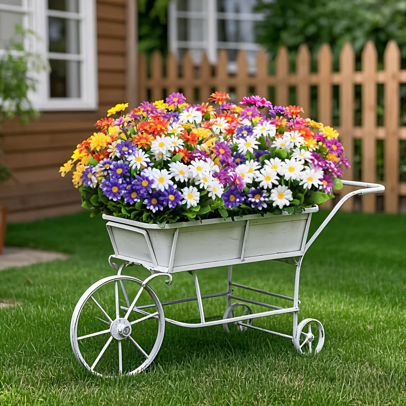 Decorazione Esterna 12 Fasci Di Fiori Artificiali Per Esterni - UV Resistenti, 35 Cm, 6 Colori, Per Balcone, Giardino, Davanzale Fiori Artificiali Set