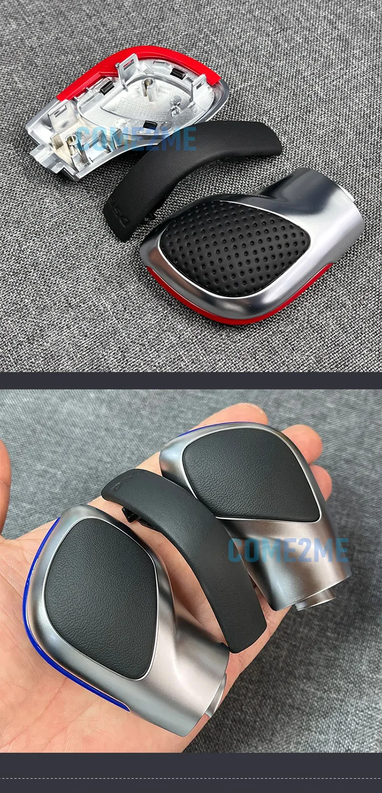 Chrome Matt With Leather Shift Knob Gear Side Cover DSG Emblem For VW Golf 6 7 R