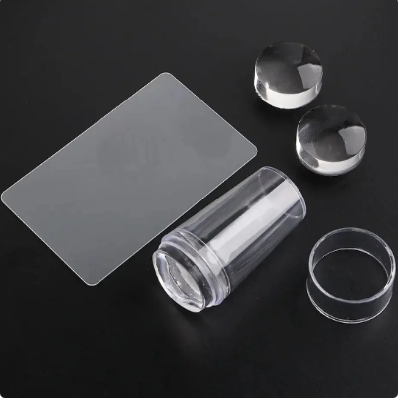 Nail Art Stamping Kit Transparent Nail Stamper Scraper Jelly Silicone Head Stamp for French Nails Printing Manicure