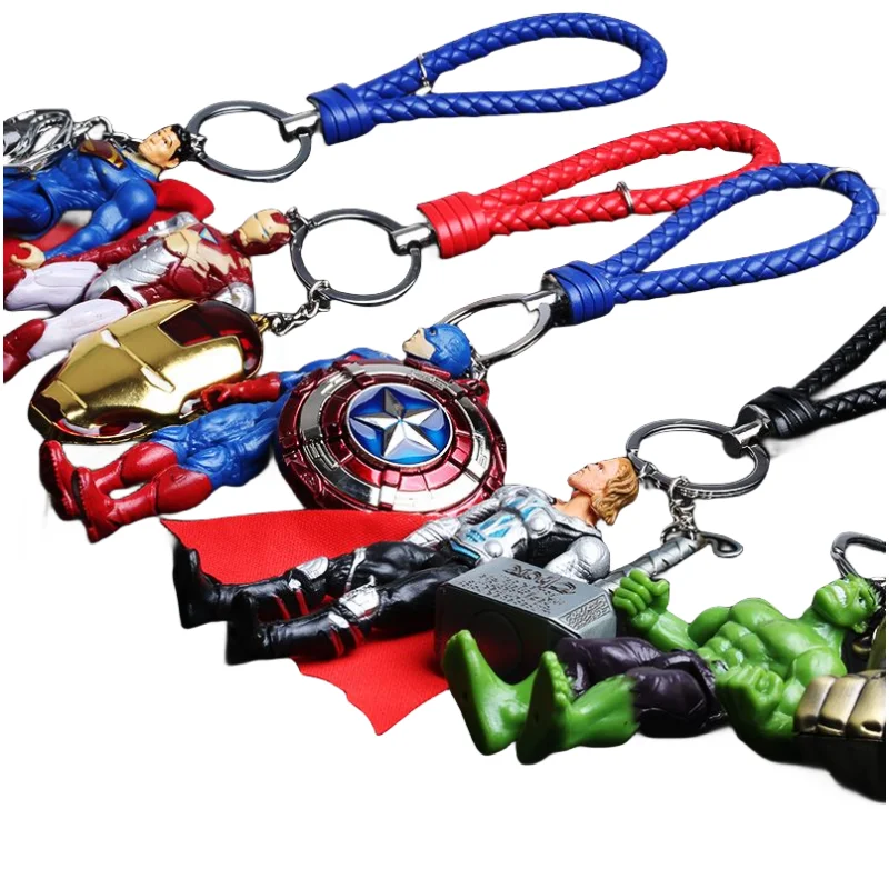 

Marvel Anime Peripheral Avengers Creative Cartoon Doll Keychain Fashion Metal Shield Key Ring Personality Cute Doll Pendant