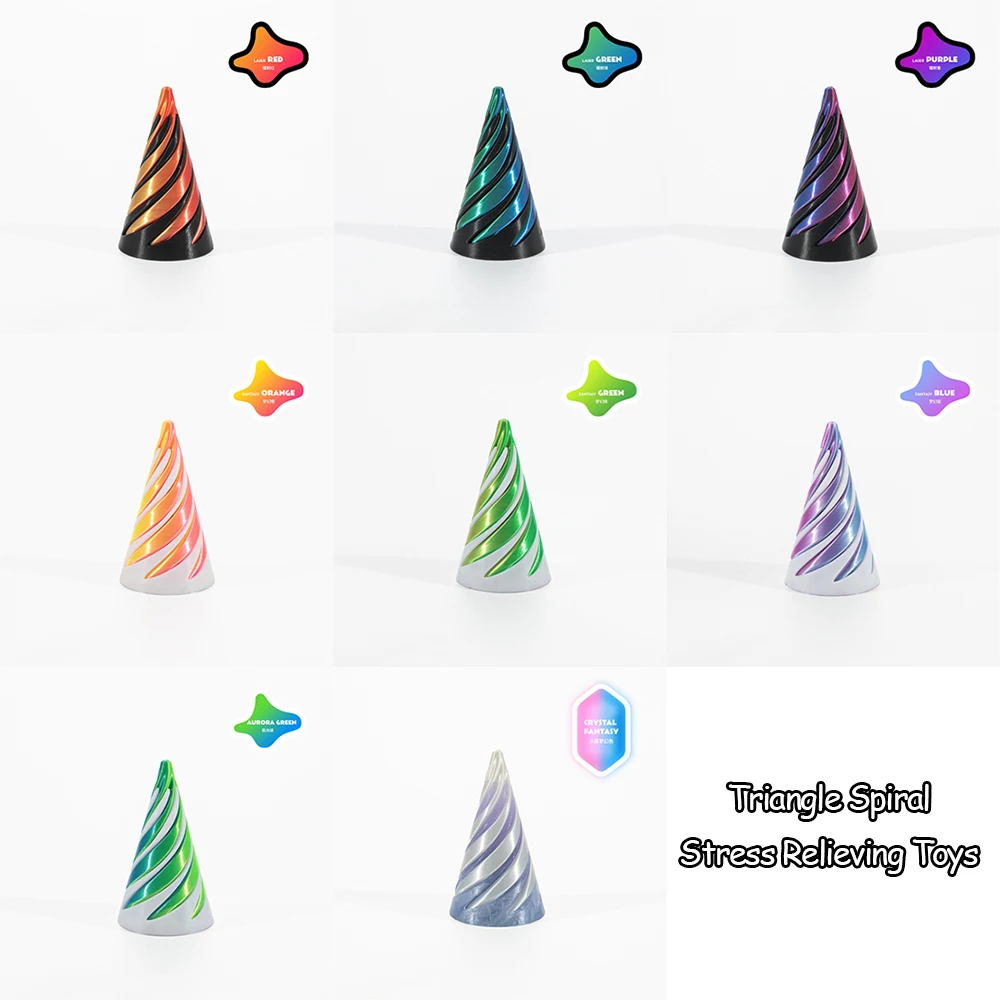 3d Printed Toy Pyramid Toy Fidget Toys 3D Printed Spiral Cone Toys Impossible Pyramid Passthrough Sculpture Pass Through Pyramid Fidget Toy Stress Relief Screw Toys