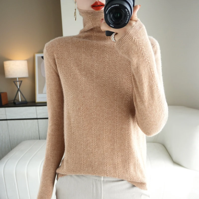 

2022 Autumn Winter Solid Basic Woman Sweater Korean Fashion Long Sleeve Top Women's Turtleneck Blouse Pullover Female Clothing