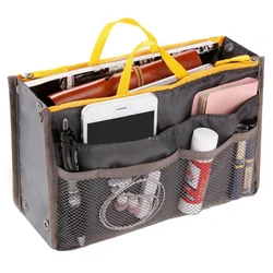 Women's Large Capacity Nylon Cosmetic Organizer Bag - Foldable Travel Makeup Tote (DARK GRAY)