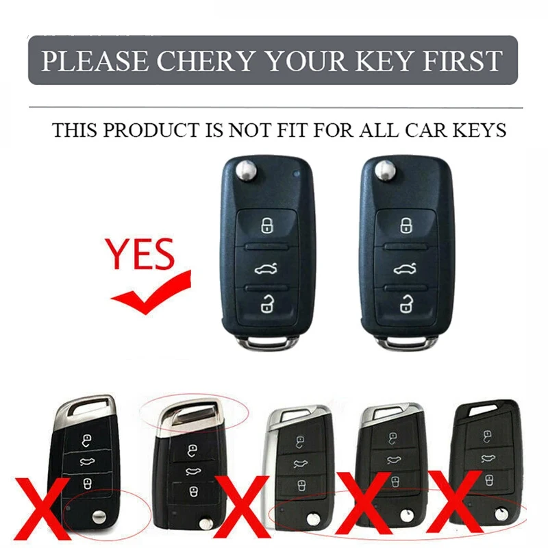 Key Case Cover Key Case Car Key Shell Metal Leather Car Key Case Cover Shell Keychain VW Volkswagen Polo Tiguan Passat Golf Jetta Lavida Skoda Octavia Accessories