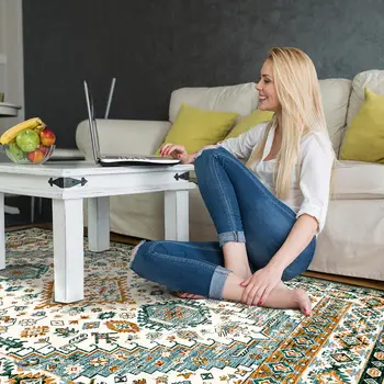 Orhopui Area Rug,Washable Rug Low-Pile Machine Washable Vintage Rugs for Living Room,for Bedroom Kitchen Laundry Home Office, 4