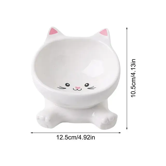 Cat Ear Ceramic Feeding Bowl Reusable Food Container Stable base anti-tip inclined mouth cat drinking water bowl pet supplies 6