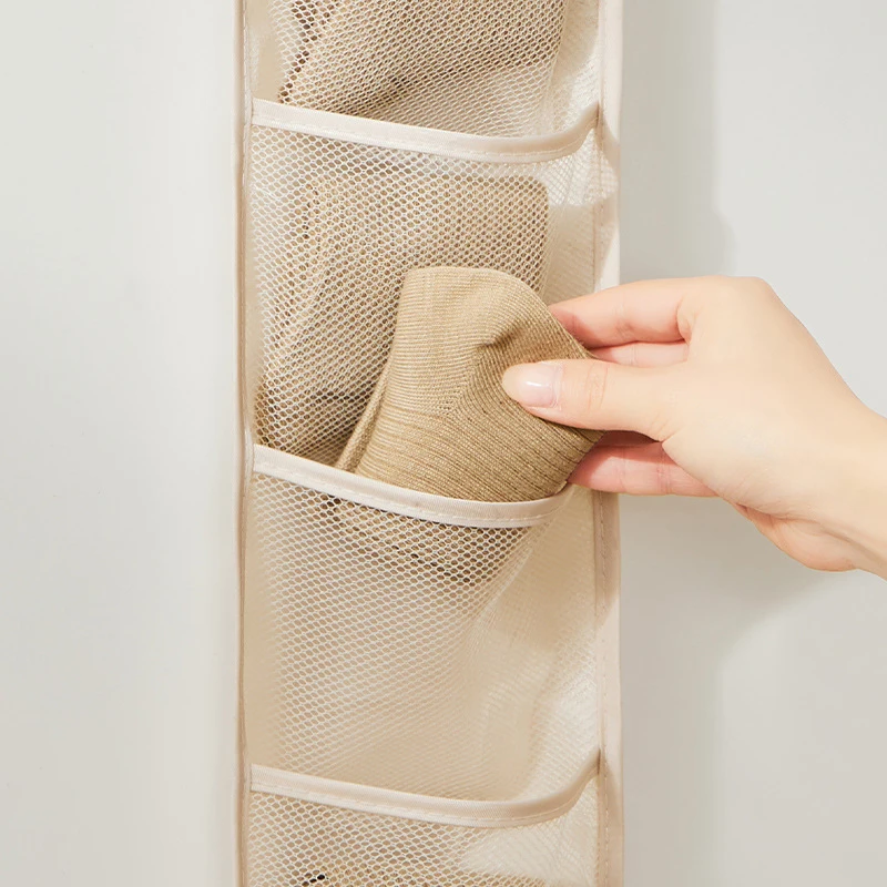 7 Grid Sock Organizer Hanging Bag,Hair Accessories Storage Bags for Headdress Jewelry,Wall-mounted Sundries Organiser for Closet 4