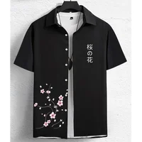 Hawaiian Men'S Shirt 3d Flower&Text Printing Beach Party Sweatshirt Loose Oversized Shirt And Blouse High-Quality Men'S Clothing 1