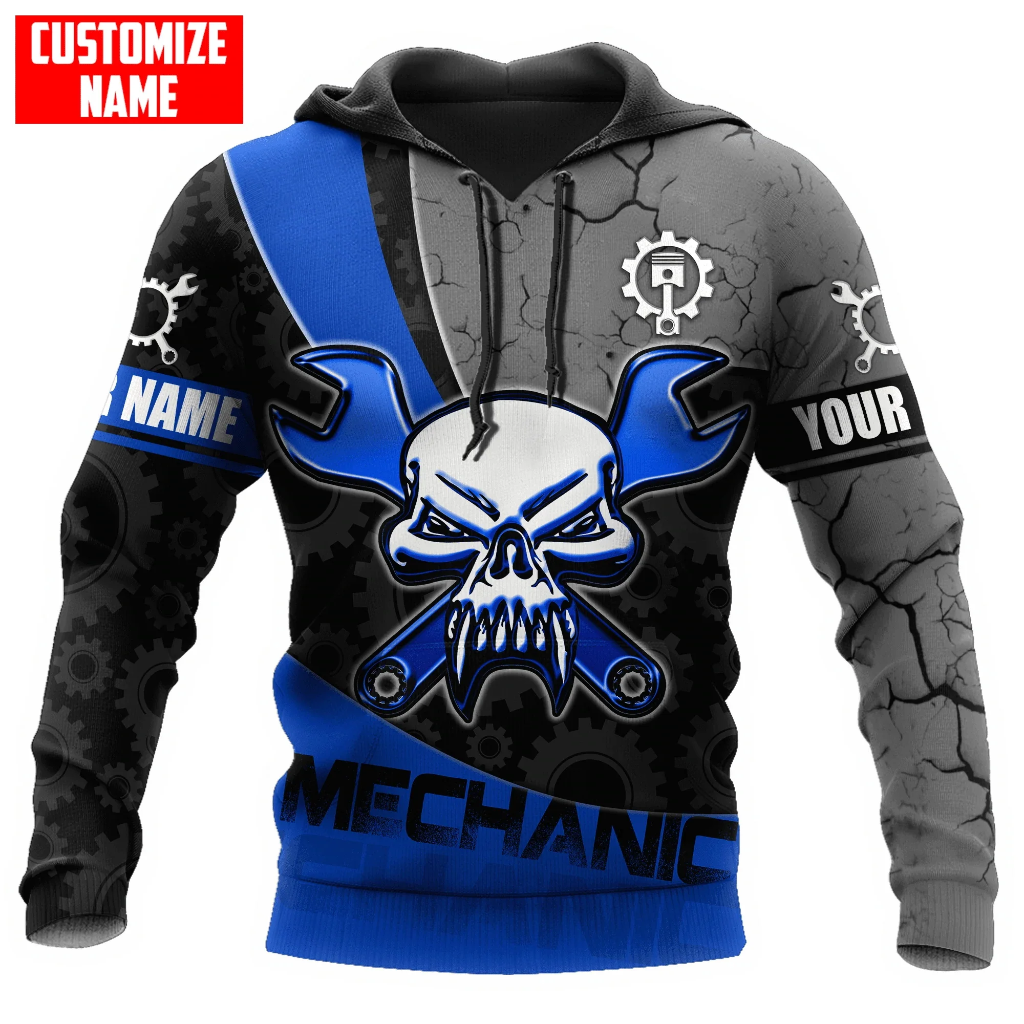 Personalized Name Skull Mechanic 3D All Over Printed Men Hoodie Unisex Hooded sweatshirt Streetwear Casual zipper hoodies DK485 deer hunting 3d all over printed sweatshirts zipper hoodies t shirts tracksuits tank top shorts streetwear men unisex clothing