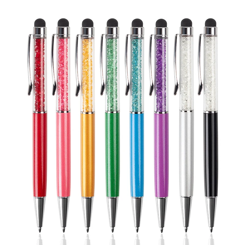 

12 PCS/Lot Transparent Crystal Ballpoint Pen Multi-color Diamond Pens Stationery For Students Creative Touch Pen Office Supplies