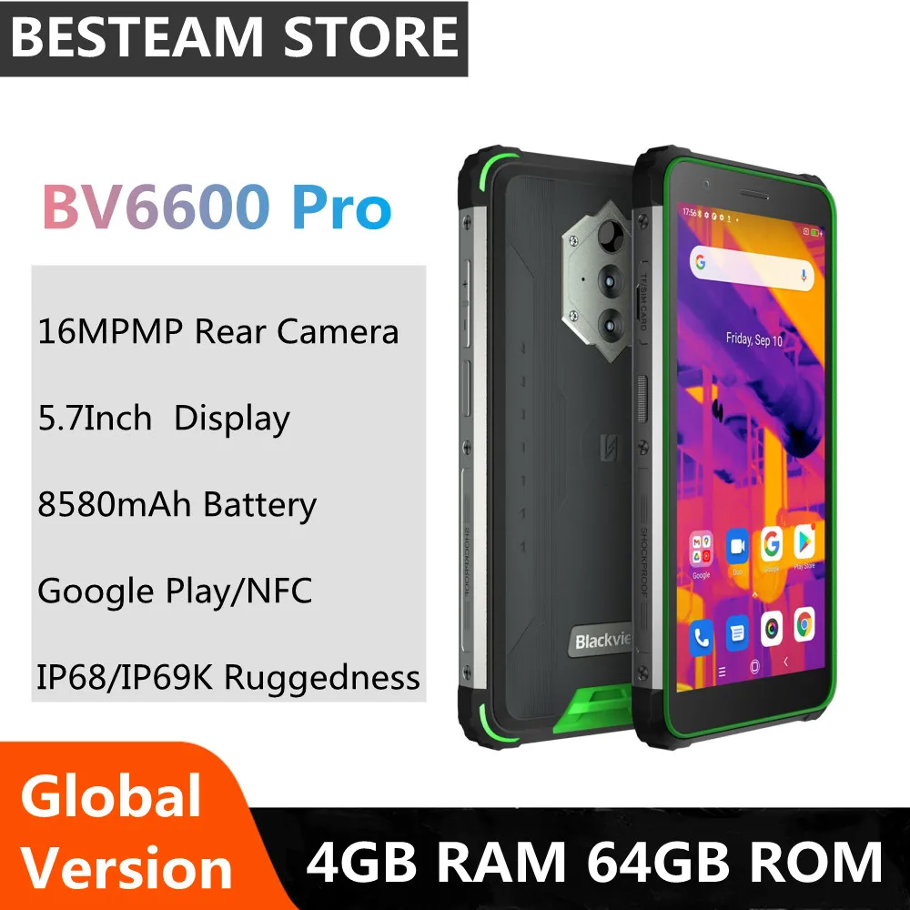 Смартфон Blackview BV6600 Pro 4 + 64 ГБ экран 5 7 дюйма Helio P35 восемь ядер Android 11 NFC | Мобильные