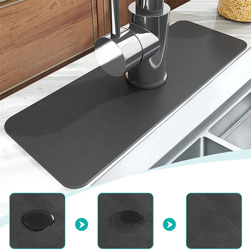 Upgraded Diatomite Sink Splash Guard Kitchen Faucet Absorbent Mat Drip