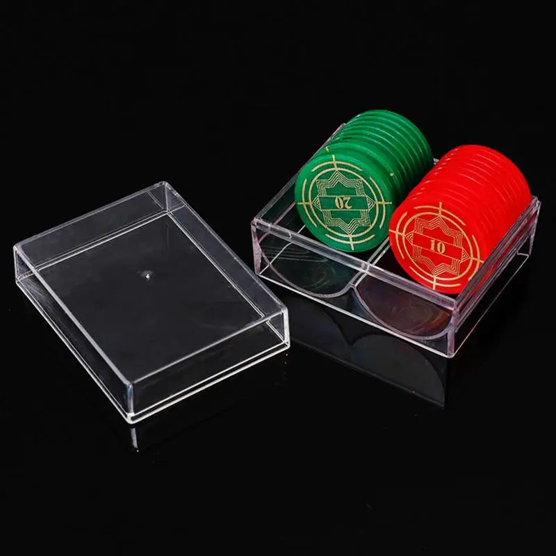 Poker Chip Rack Display Clear Trays 2 Slots Acrylic Rack Holds 40 Standard-sized Chips For Casino