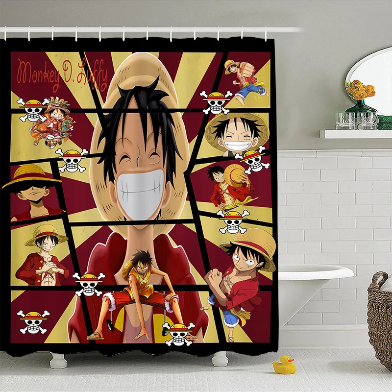 180*180cmKawaii Cartoon ONE PIECE Monkey D. Luffy Anime Shower Curtains
